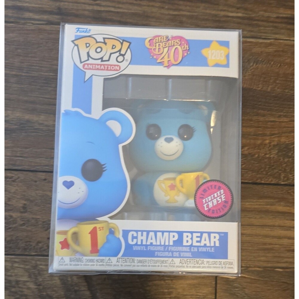 Funko Pop! Animation: Care Bears 40th - Champ Bear (Chase) w/ Protector #1203
